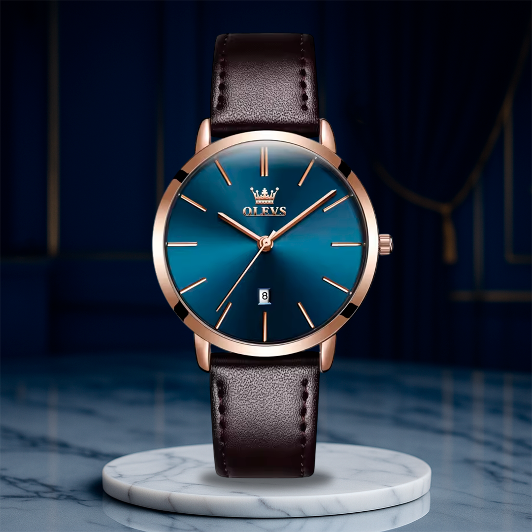 Leather Strap Auto Date Watch