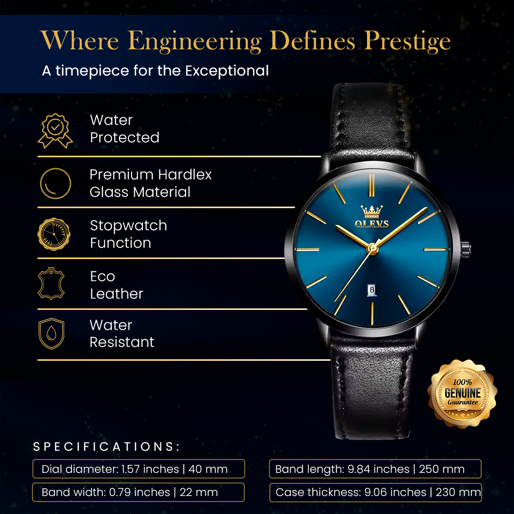 Leather Strap Auto Date Watch