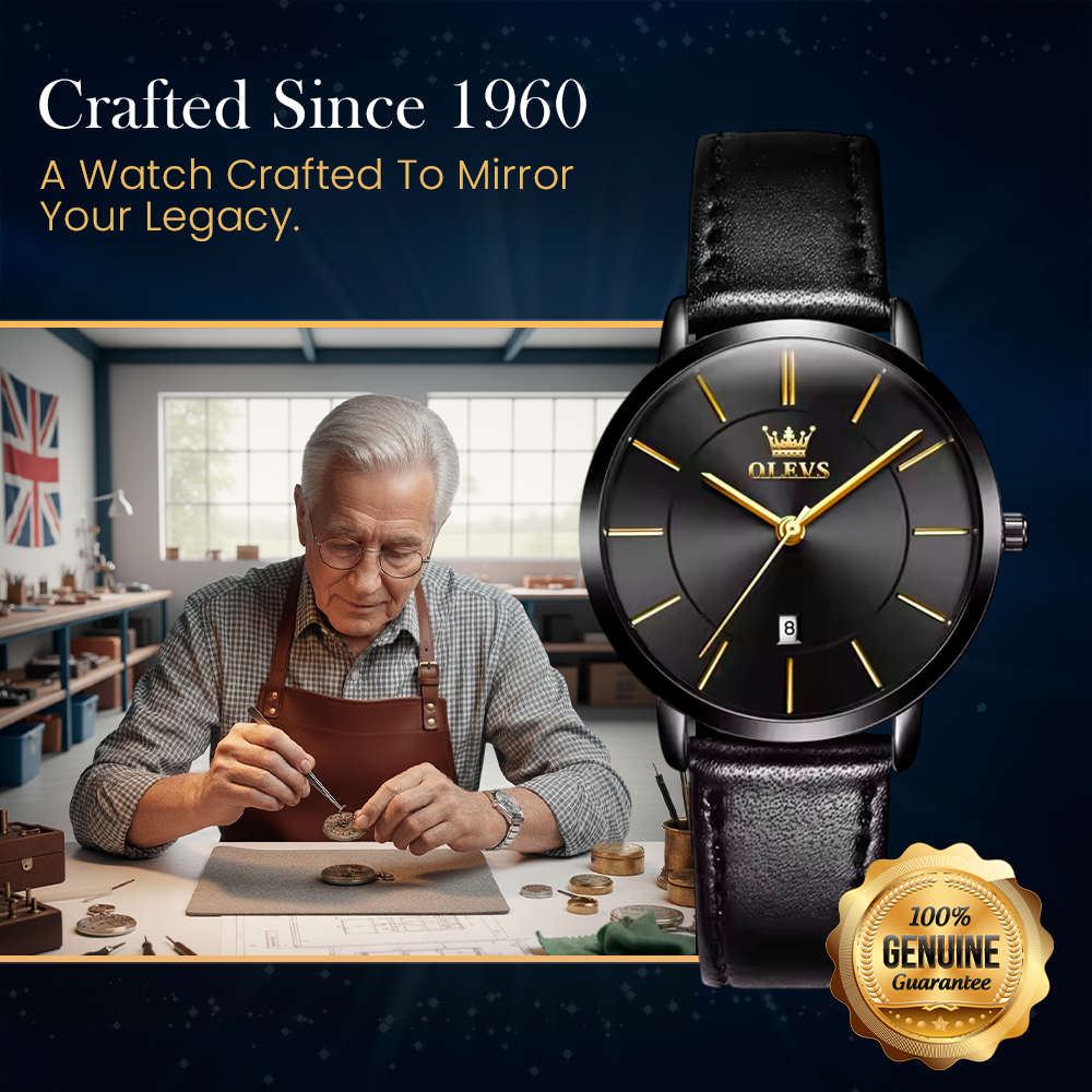 Leather Strap Auto Date Watch