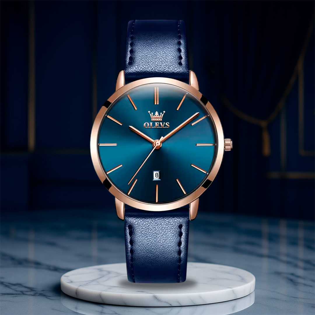 Leather Strap Auto Date Watch