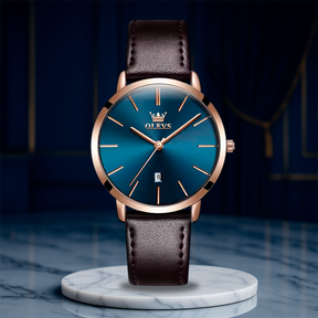 Leather Strap Auto Date Watch