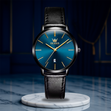 Leather Strap Auto Date Watch