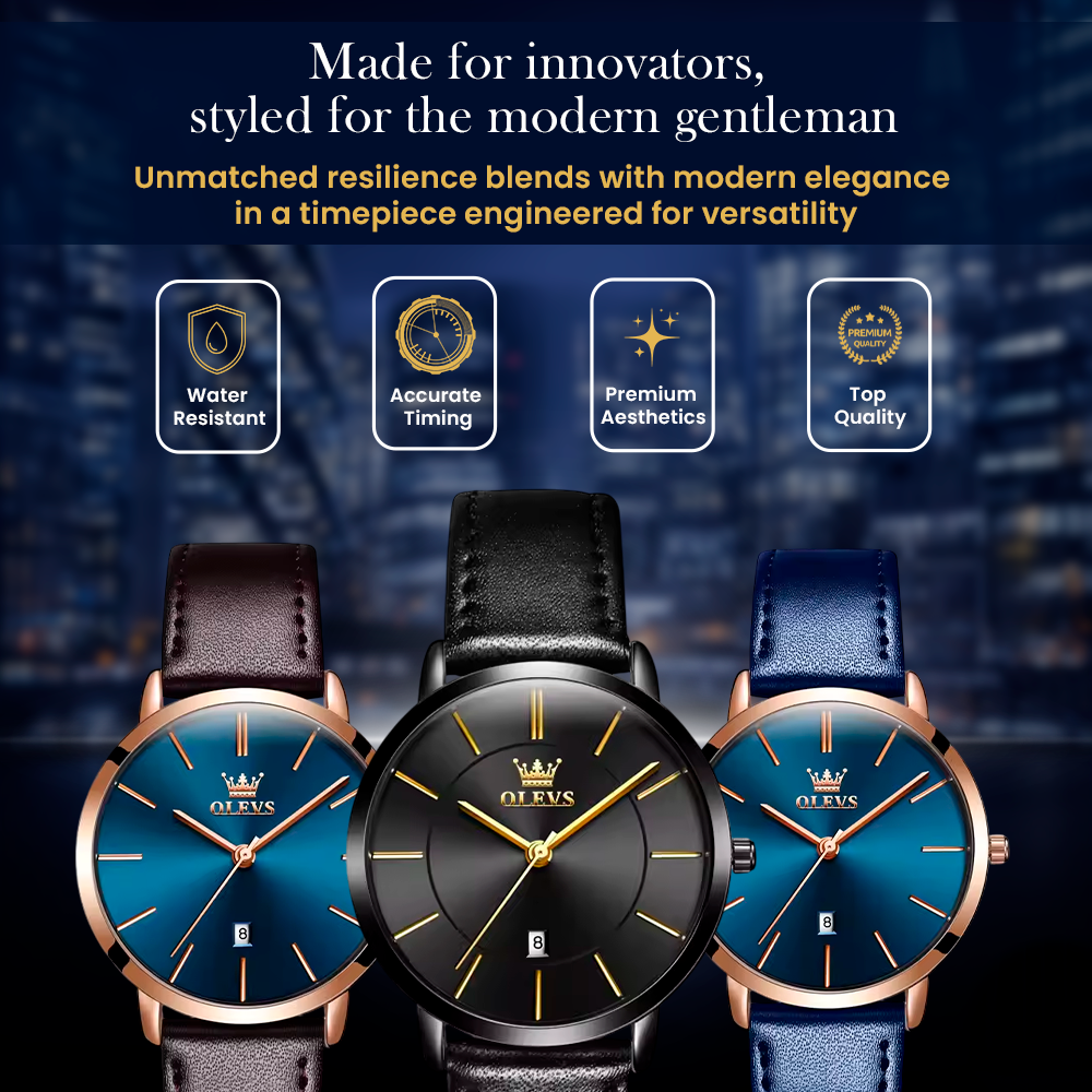 Leather Strap Auto Date Watch