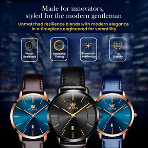 Leather Strap Auto Date Watch