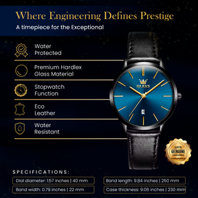 Leather Strap Auto Date Watch