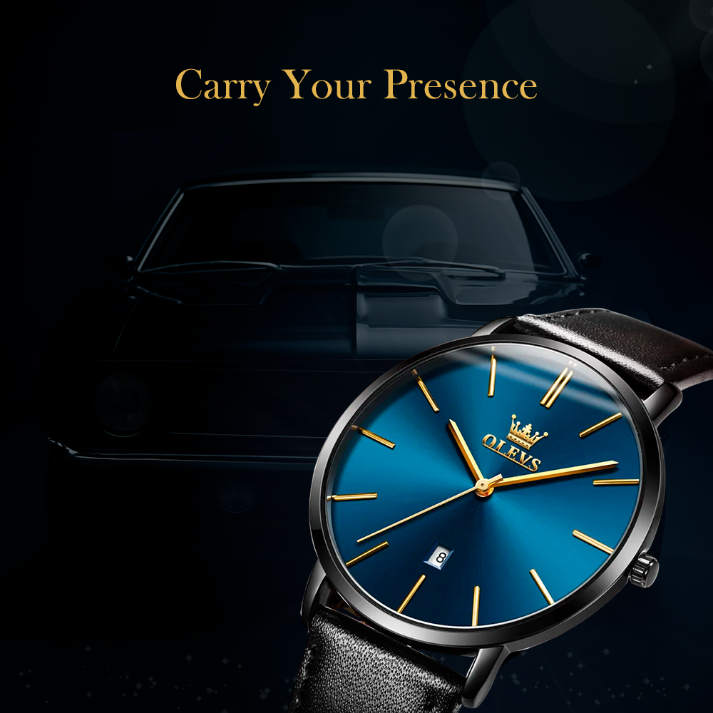 Leather Strap Auto Date Watch