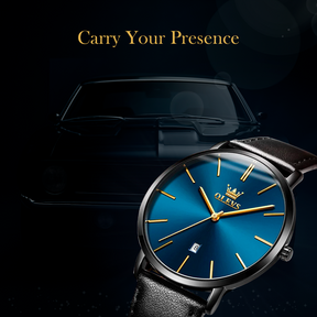 Leather Strap Auto Date Watch