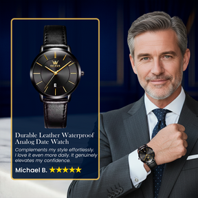 Leather Strap Auto Date Watch